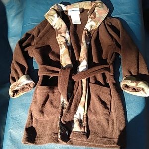 "BunzKidz"Brown&camouflage fleece robe w/2 pockets
